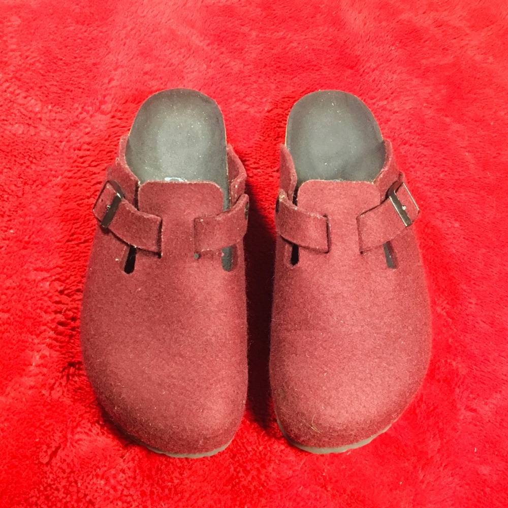 Wool Burgundy Birkenstock Boston